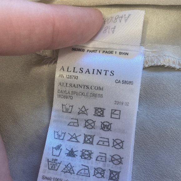 All Saints Women Size 4 Dayla Speckled Black White True Wrap Midi Dress Ruffles - Picture 11 of 16